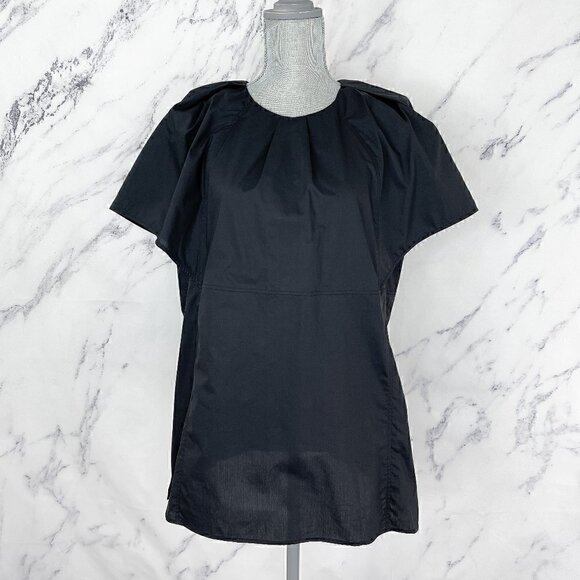 G. Label by Goop | Margo Black Pleated Neck Top | Sz 14 - Picture 1 of 12